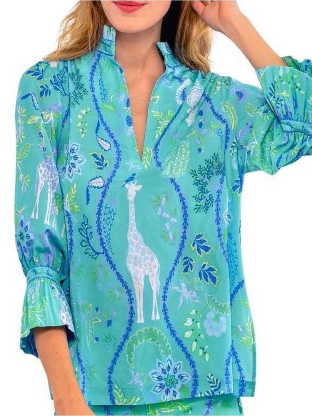 GRETCHEN SCOTT - Jungle Symphony Ruffleneck Tunic NWT - Picture 2 of 8